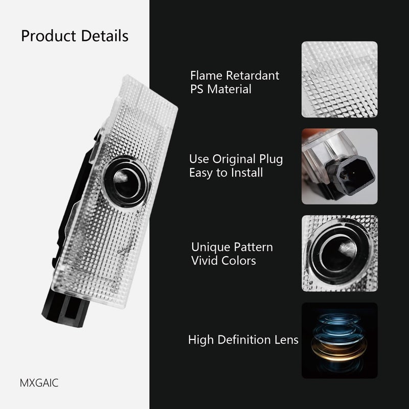 MXGAIC 2Pcs Car Door Lights Compatible With Challenger 2015-Present. Personality Pattern LED Projector Courtesy Welcome Lights for SRT SXT GT RT (Picture 2) - Image 3